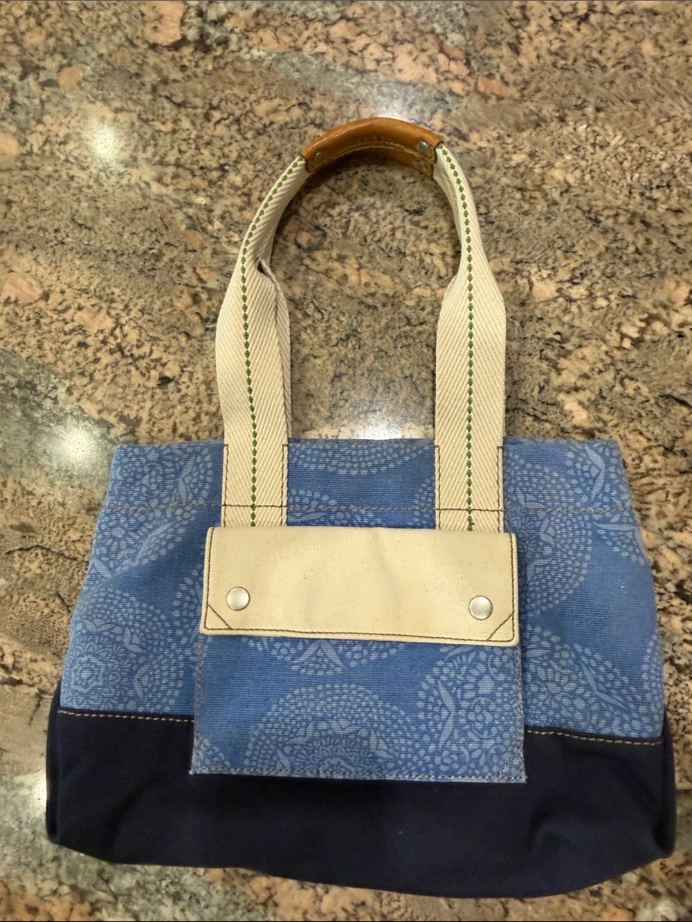 Fossil Bag in Patterned Blue Design